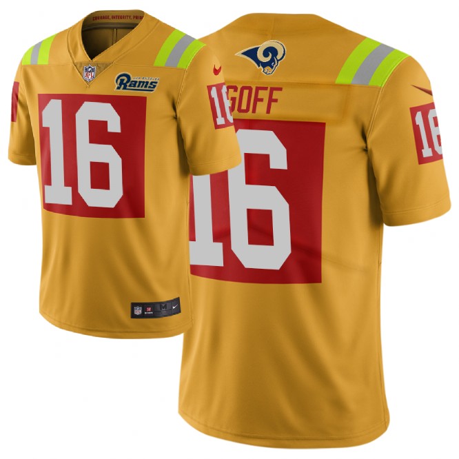 Men Nike NFL Los Angeles Rams #16 jared goff Limited city edition gold jersey